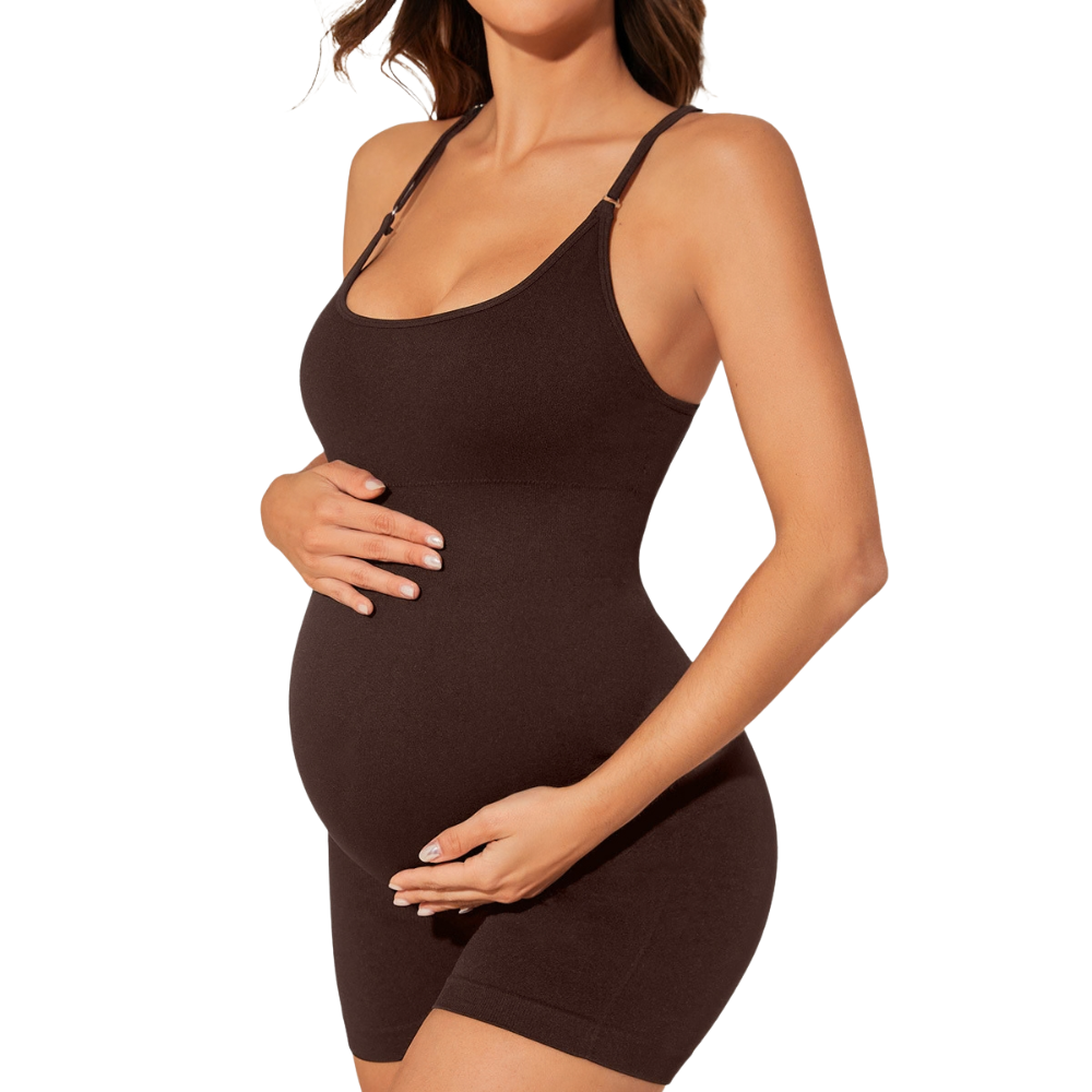 Seamless Maternity Bodysuit — Bump-Supporting Yoga & Lounge Unitard