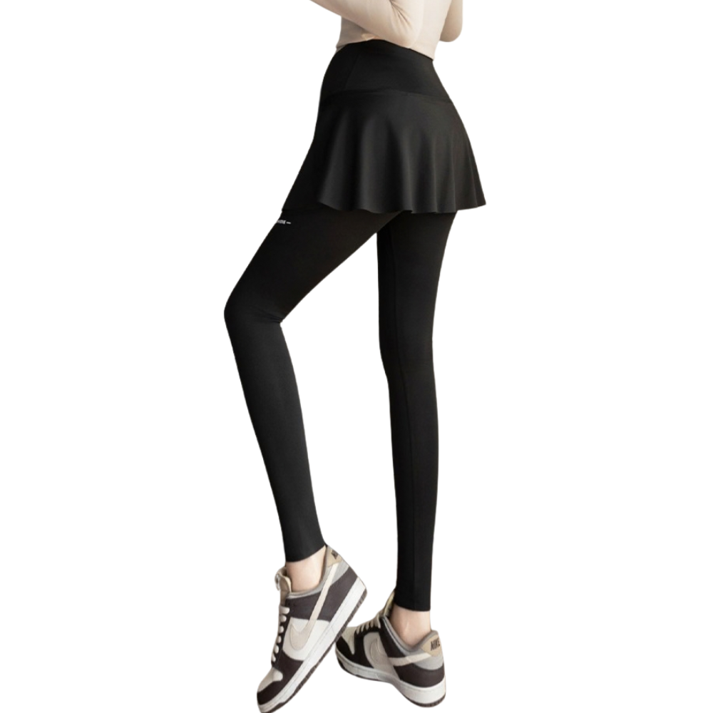 Maternity Skirted Leggings with Side Pocket — Over-Bump Yoga Pants
