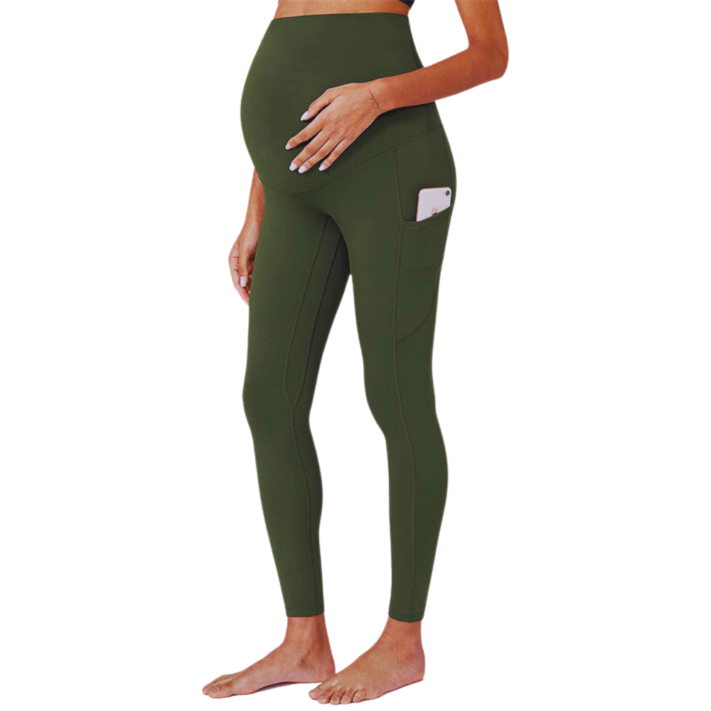 High Waist Maternity Yoga Pants with Belly Support and Breathable Compression