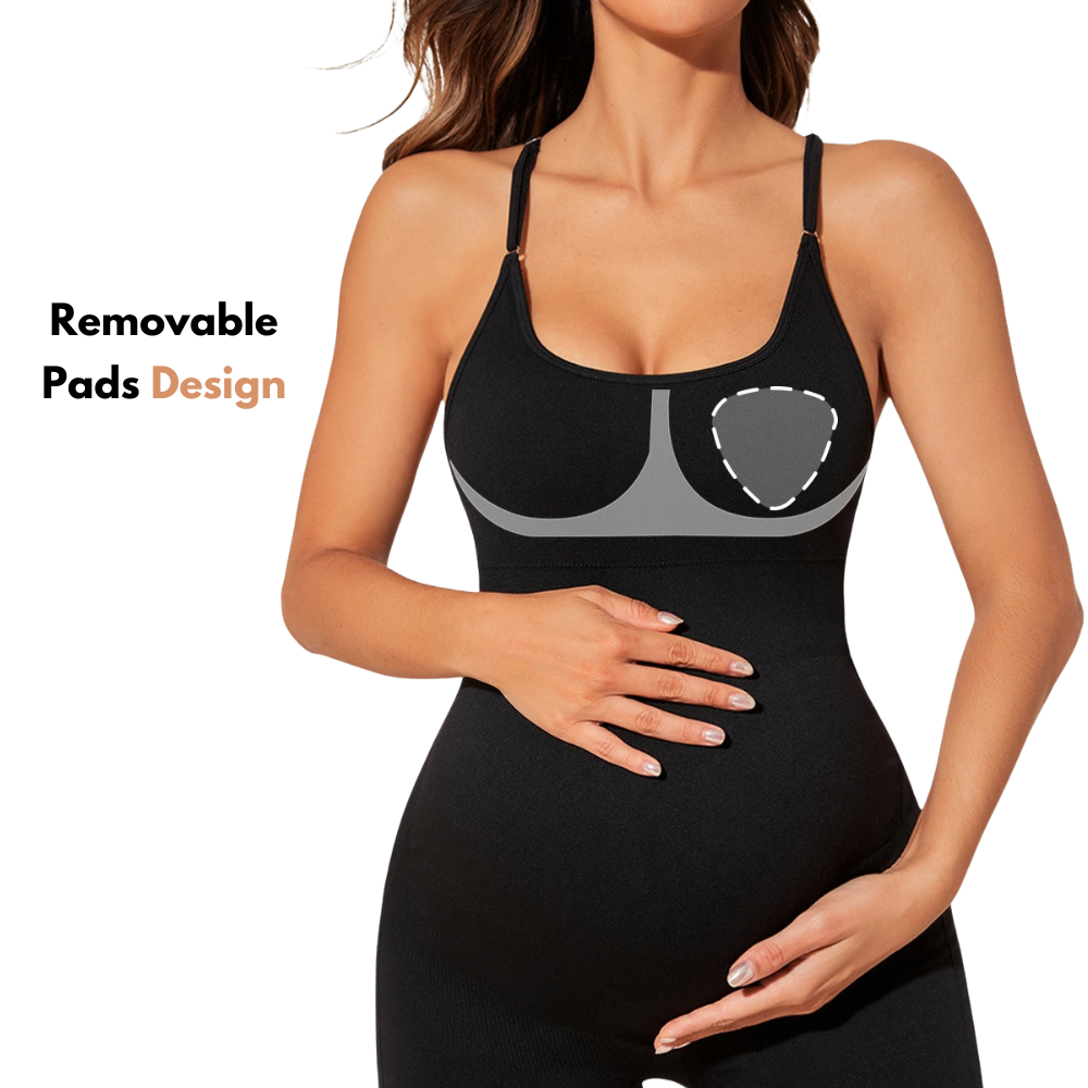 Seamless Maternity Bodysuit — Bump-Supporting Yoga & Lounge Unitard