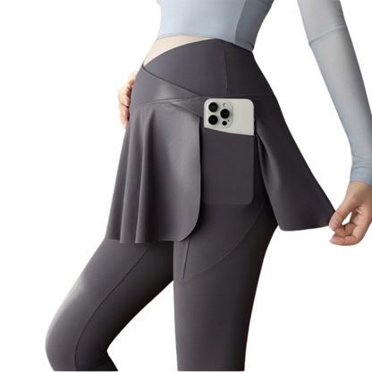 Maternity Skirted Leggings with Side Pocket — Over-Bump Yoga Pants