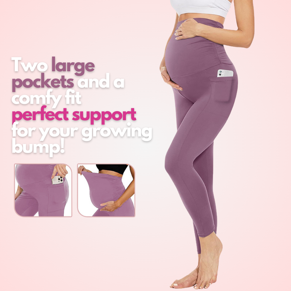 High-Waist Belly Support Yoga  Maternity Leggings with Pockets