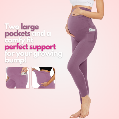 High-Waist Belly Support Yoga  Maternity Leggings with Pockets
