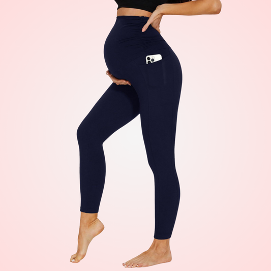High-Waist Belly Support Yoga  Maternity Leggings with Pockets