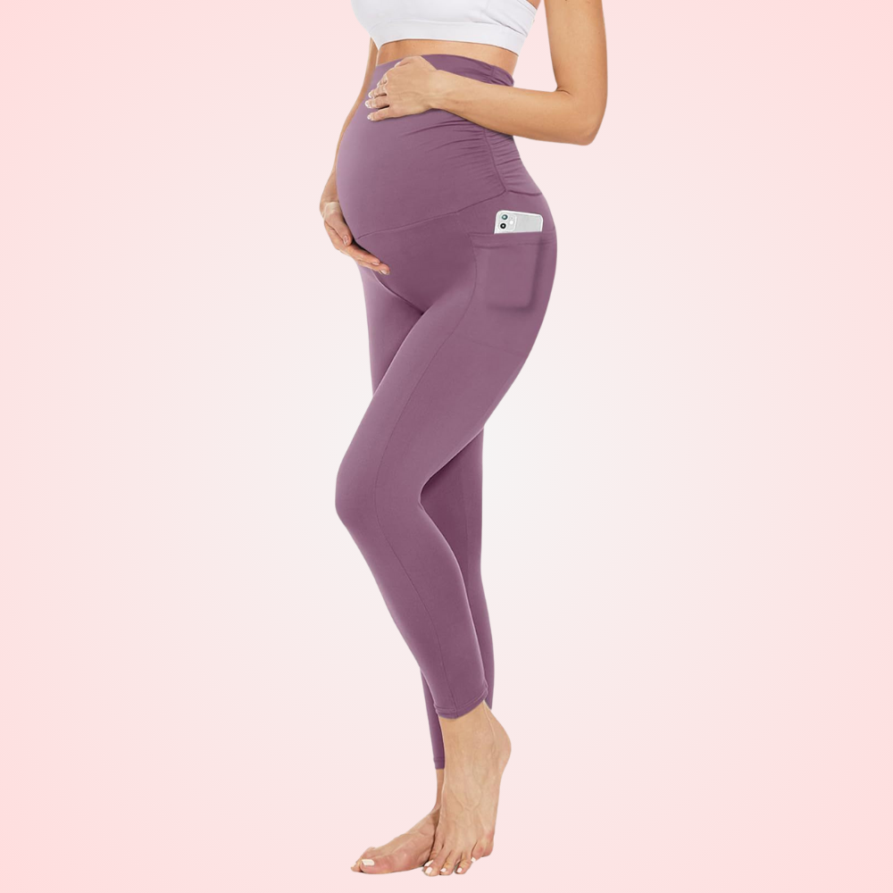 High-Waist Belly Support Yoga  Maternity Leggings with Pockets