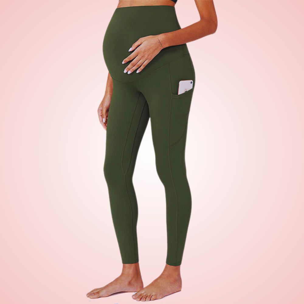 High Waist Maternity Yoga Pants with Belly Support and Breathable Compression