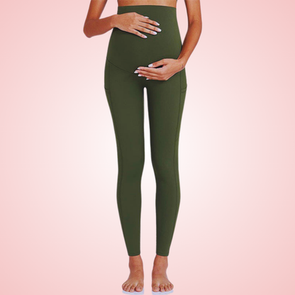 High Waist Maternity Yoga Pants with Belly Support and Breathable Compression