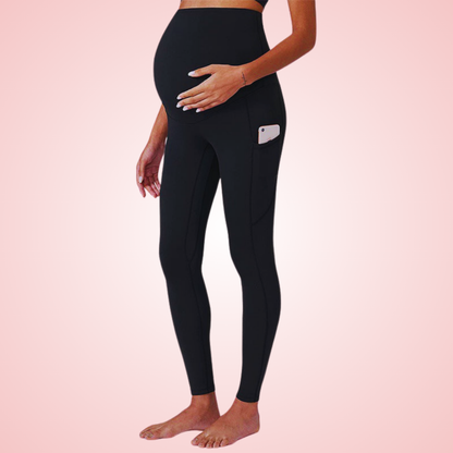 High Waist Maternity Yoga Pants with Belly Support and Breathable Compression