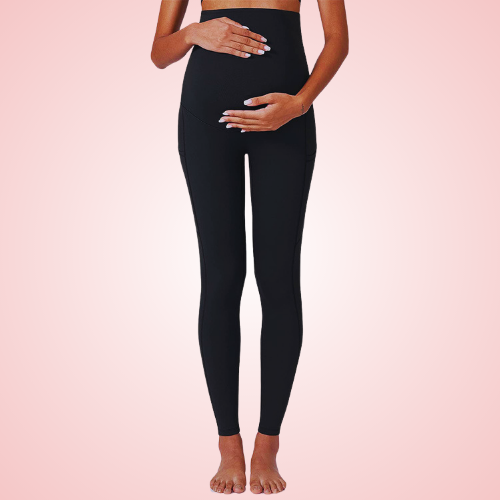 High Waist Maternity Yoga Pants with Belly Support and Breathable Compression
