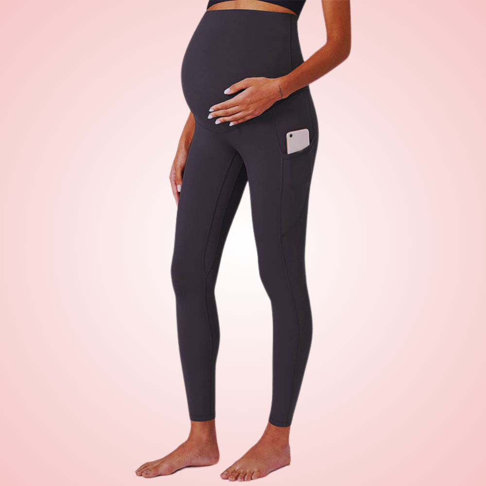 High Waist Maternity Yoga Pants with Belly Support and Breathable Compression