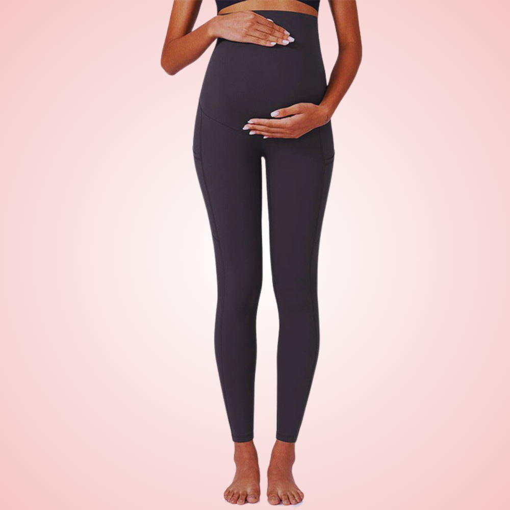High Waist Maternity Yoga Pants with Belly Support and Breathable Compression