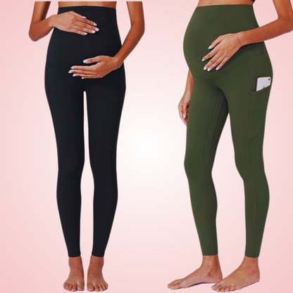 High Waist Maternity Yoga Pants with Belly Support and Breathable Compression